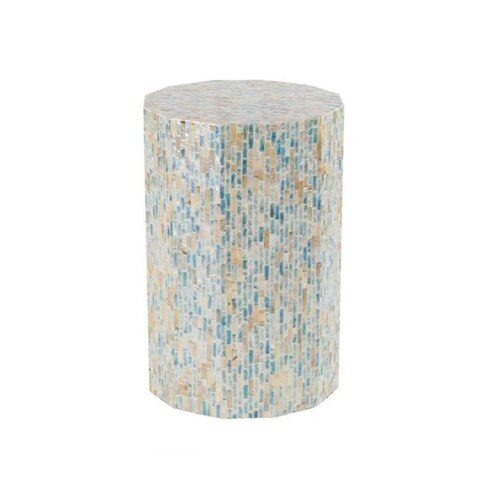 Fish Inlay End Table Oceanic Shell Inlay Accent Table