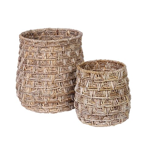 Abaca Aztec Round Basket, Set Of 2